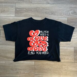 All You Need Is Love Cropped Graphic Tee Lennon McCartney Size L